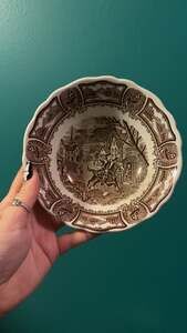 Vintage J & G Meakin Americana Paul Revere Brown Transferware Ironstone Bowl